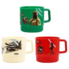 LiLFANT 義大利布萊諾 加大空間效率 握把杯 250ml 3入組, 1套, GREEN + IVORY + RED