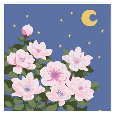 TaminaYo 方便的DIY繪畫 20 x 20 cm, 1個, 新月與花