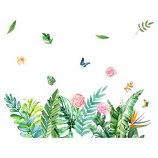 WA. WALL ART 防水PVC無痕設計壁貼 玫瑰花草 踢腳線 FX64040, 混和顏色