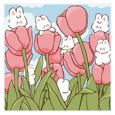 타미나요 편리한 diy 그림그리기 20 x 20 cm, 튤립과 토끼, 1개