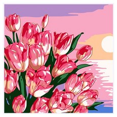 TaminaYo 方便的DIY繪畫 20 x 20 cm, 1個, 紅色鬱金香