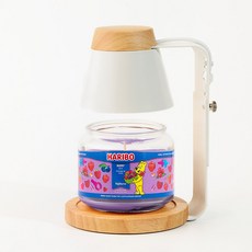 Arbol 木質融蠟燈 定時款 + 酸甜哈瑞寶中號罐裝蠟燭 300g 套組, 白色木質, 綜合莓果