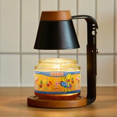 Arbol 木質融蠟燈 定時款 + 酸甜哈瑞寶中號罐裝蠟燭 300g 套組, 黑色木質, 熱帶樂園