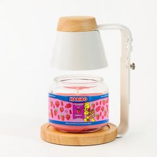 Arbol 木質融蠟燈 定時款 + 酸甜哈瑞寶中號罐裝蠟燭 300g 套組, 白色木質, 草莓幸福