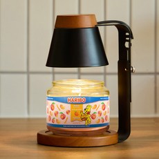 Arbol 木質融蠟燈 定時款 + 酸甜哈瑞寶中號罐裝蠟燭 300g 套組, 黑色木質, 蜜桃天堂