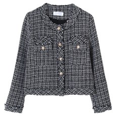 에이비플러스 여성용 클래식 버튼 트위드 자켓 LSZ3MJ32