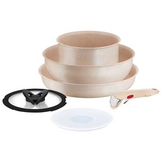 Tefal 特福 巧變精靈系列 鍋具6件組, 平底鍋28cm + 湯鍋18cm + 炒鍋26cm + 可拆式把手 + 玻璃鍋蓋18cm + 塑膠鍋蓋:18cm, 奶茶粉, 1組