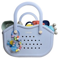 뷰레이터닷컴 콘시아 물빠지는 수영가방 + 키링 세트, 스카이