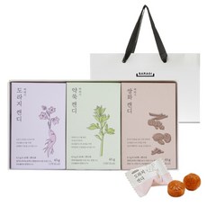 바라기 도라지 + 약쑥 + 쌍화 캔디 선물세트 + 쇼핑백, 1세트