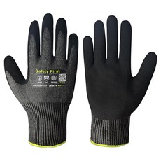 SafeWell Guard One Power Cut A9 磨砂丁腈塗層手套 雙手穿戴套組 N型 M SIR-09, 1套, 黑色