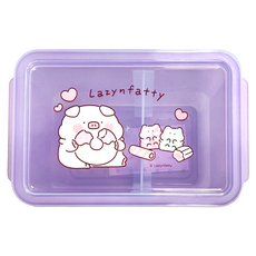 Lazynfatty 胖才可愛 方形微波餐盒 紫色, 1個, 1個裝