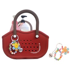 뷰레이터닷컴 콘시아 물빠지는 수영가방 + 키링 세트, 체리