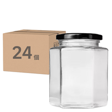 高精容器 六角玻璃瓶 黑色, 24個, 180ml