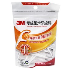 3M 雙線細滑牙線棒, 16mm, 45支, 1包