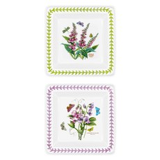 PORTmeIRION 波特玫琳恩 Botanic Garden Meadow 方形小碟 W 18cm x L 18cm x H 2.5cm, 2個, 隨機出貨, 盤子 2入