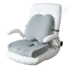 HONDONI 涼感冰絲5D護腰靠墊組 記憶靠墊 + 坐墊 M9C-GY, 灰色