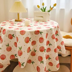 Harui 感性風格格紋迷你防水桌布, 圓點蜜桃, 1個, 140 x 180 cm