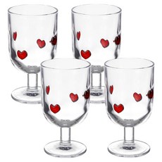 마시피렌체 챠밍 유리 고블렛, 레드하트, 4개