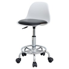 21C Trend 可移動式室內麻糬鋼製橢圓吧台椅, 白色+黑色坐墊, 1個