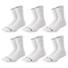 Mamiroo 男性運動訓練中筒襪 6雙組, 1套, 白色