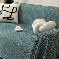 Teia 簡約線條居家裝飾雙面沙發套, 1個, 深綠色