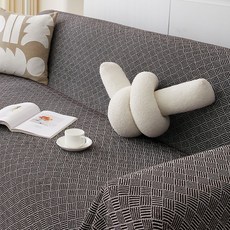 Teia 簡約線條居家裝飾雙面沙發套, 1個, 咖啡色