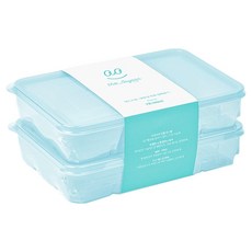 Thx Soyoon 冷凍庫專用密封容器 7號 Aqua, 2個, 600ml