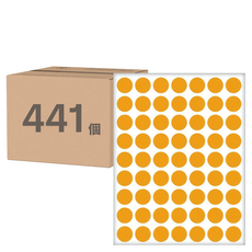 鶴屋 圓形 螢光標籤 122F 橙色, 1個, 441個裝