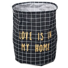 指標圖案布藝可愛設計洗衣籃, 黑色格紋