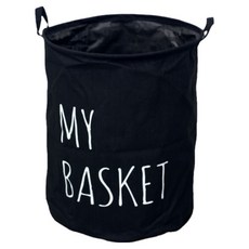 指標圖案布藝可愛設計洗衣籃, 化纖黑色