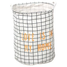 指標圖案布藝可愛設計洗衣籃, 白色