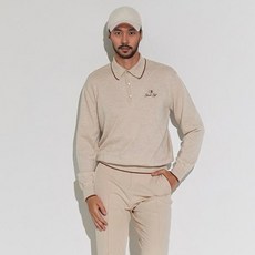 GARMENT GOLF 男款羊毛菱格紋套頭翻領長袖針織T恤 GMKPD302