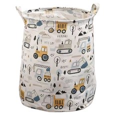 指標圖案布藝可愛設計洗衣籃, 工程車輛