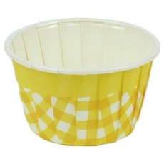DesignPackage 麵包捲杯 50, 黃色格紋, 100個