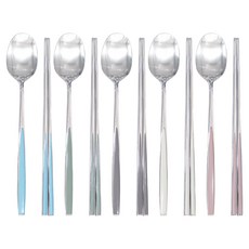 HANIL STAINLESS STEEL RAVE 不鏽鋼湯筷5件組, 1套, 湯匙 5p + 筷子 5p, 混合