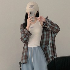 Planday 女款Shiro寬鬆版型格紋襯衫