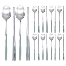 한일스텐레스 레이브 스텐 수저 10벌 세트, 올리브, 1세트, 숟가락 10p + 젓가락 10p