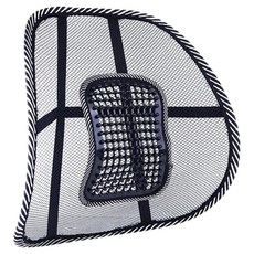 더쎈 차량용 메쉬 통풍 지압 등받이 허리쿠션, 블랙, 1개