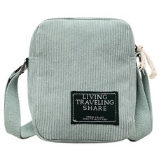 Sayaka 紗彌佳 日系旅人日誌純色質感燈芯絨材質側背包, 淺藍色