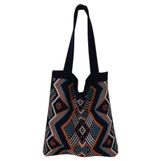 Sayaka 紗彌佳 日系手作工藝摩洛哥風格毛線編織單肩包, 深藍色