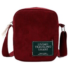 Sayaka 紗彌佳 日系旅人日誌純色質感燈芯絨材質側背包, 酒紅色