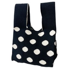 Sayaka 紗彌佳 日系手作工藝可愛圓點毛線編織手提包, 黑色