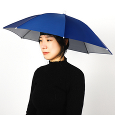 Weltium 戶外釣魚防水遮陽便利免持帽型雨傘, 1個, 藍色