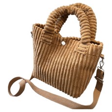 Sayaka 紗彌佳 日系小春日和純色質感燈芯絨材質肩背手提二用包, 棕色