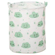 사인포스트 패브릭 귀여운 디자인 빨래바구니, 그린클라우드