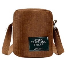 Sayaka 紗彌佳 日系旅人日誌純色質感燈芯絨材質側背包, 褐色