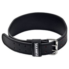 MASSIVE 健身頂級皮革重訓腰帶, 黑色, 735g
