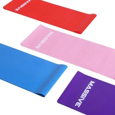 MASSIVE 라텍스 스트레칭밴드 4종 세트, 핑크, 레드, 스카이블루, 퍼플, 1세트