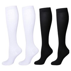 휴올리 논슬립 스포츠 압박 니삭스 2켤레 세트, 화이트, 블랙, 1세트