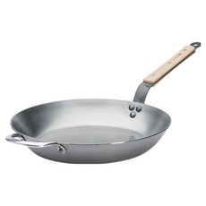 de Buyer 畢耶 原礦木柄 單柄平底鍋 附握耳 適用IH爐, 1個, 32cm